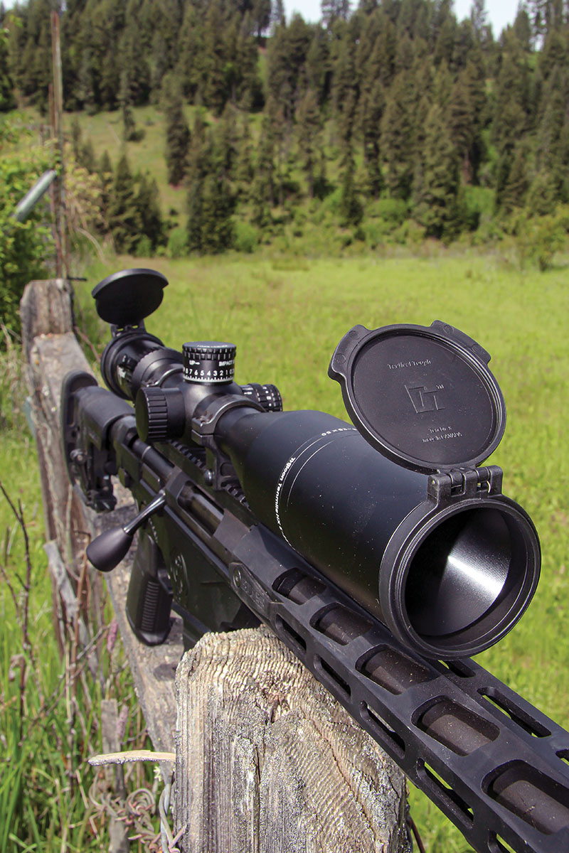 Trijicon’s Tenmile HX series riflescopes are equipped with spring-loaded Tenebraex flip-up ocular and objective lens covers to protect the lens surfaces from dust or moisture.